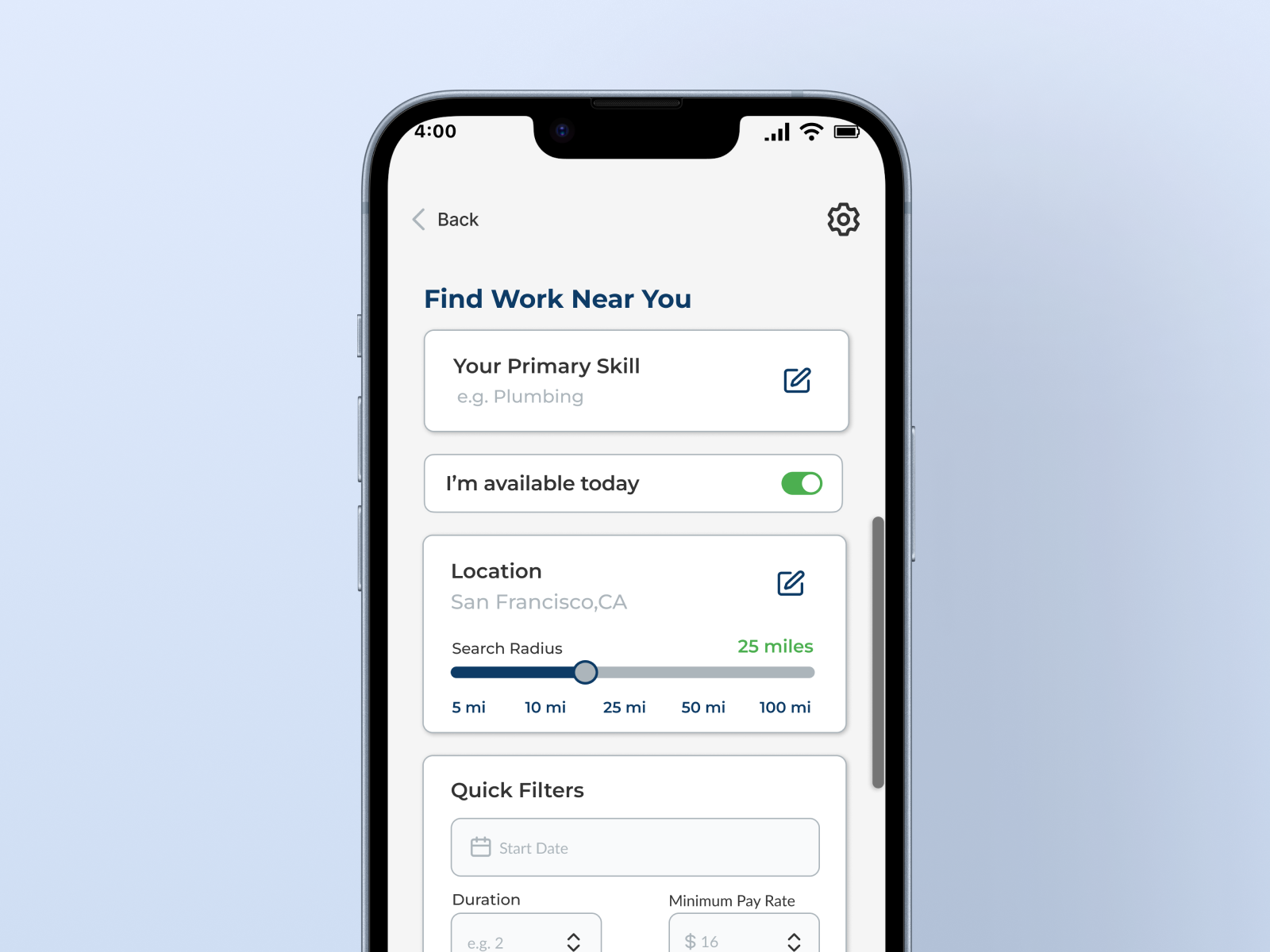 Discovery App Screen